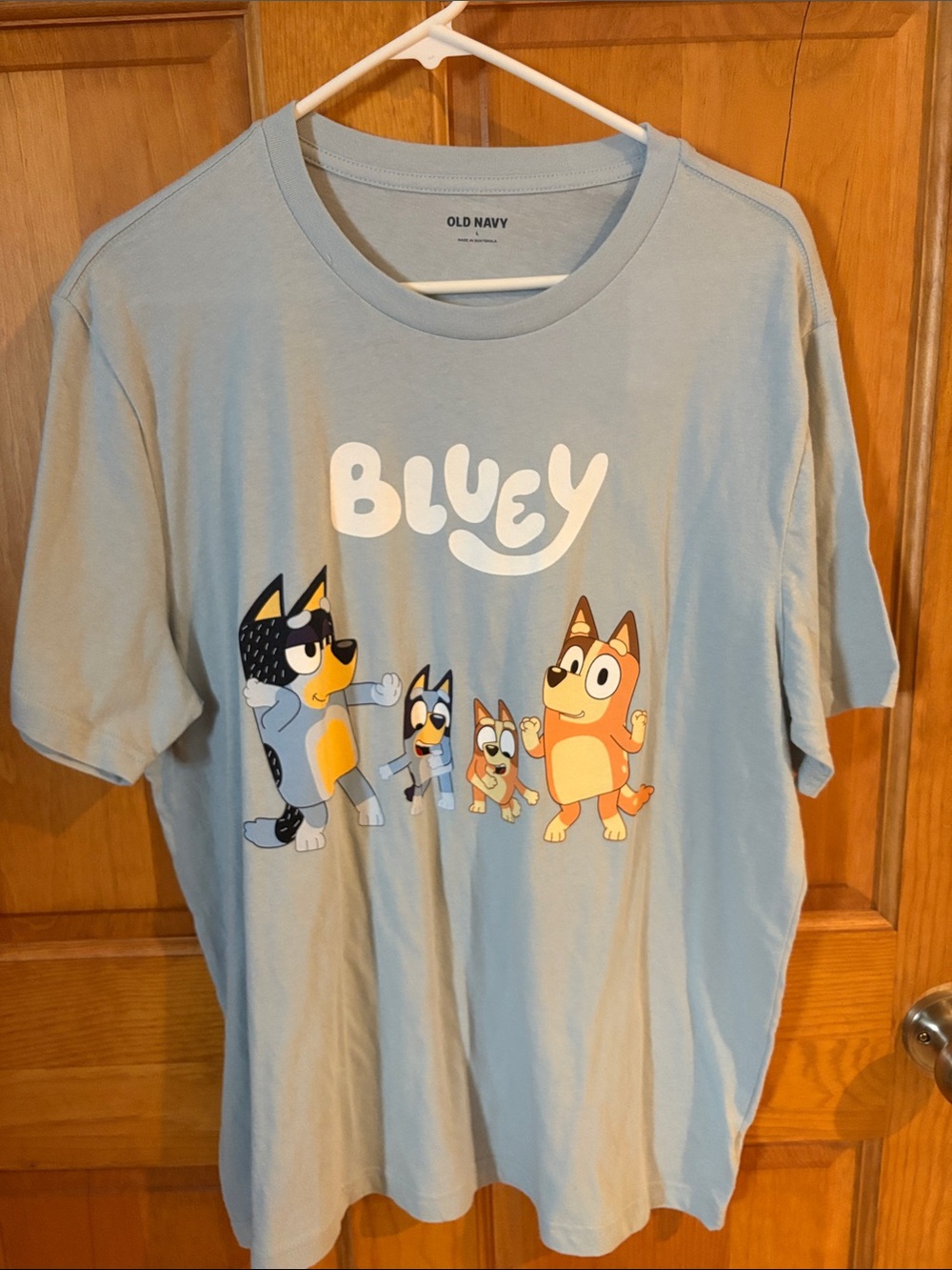 Old Navy Light Blue Mens Bluey Graphic t-shirt.